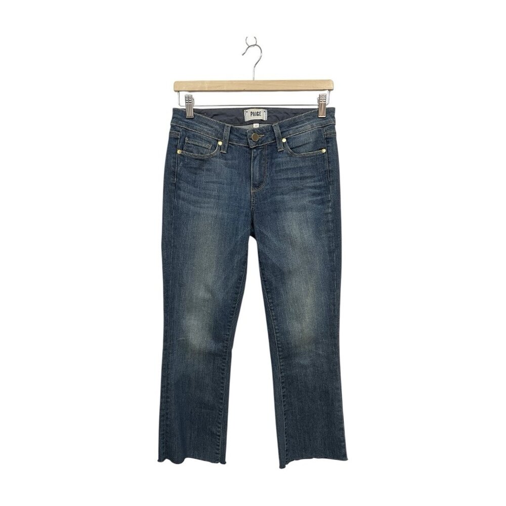 Paige Riley Crop Flare Size 27 Dark Blue Jeans